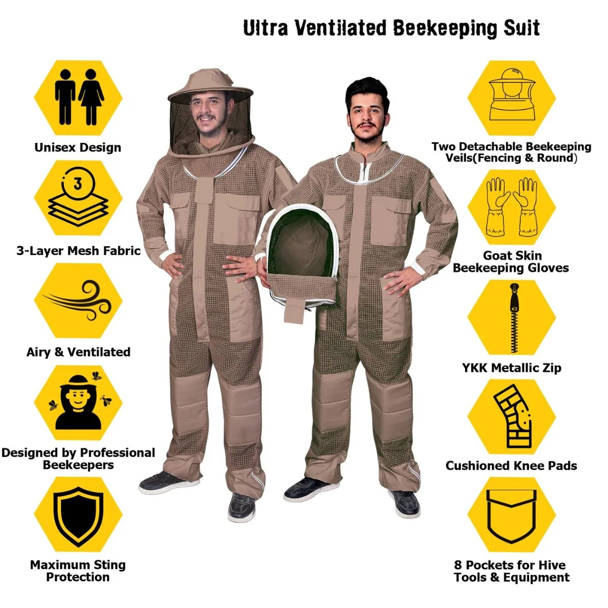 A bee suit for tall beekeepers has to get sleeve and inseam right independently of the chest measurement